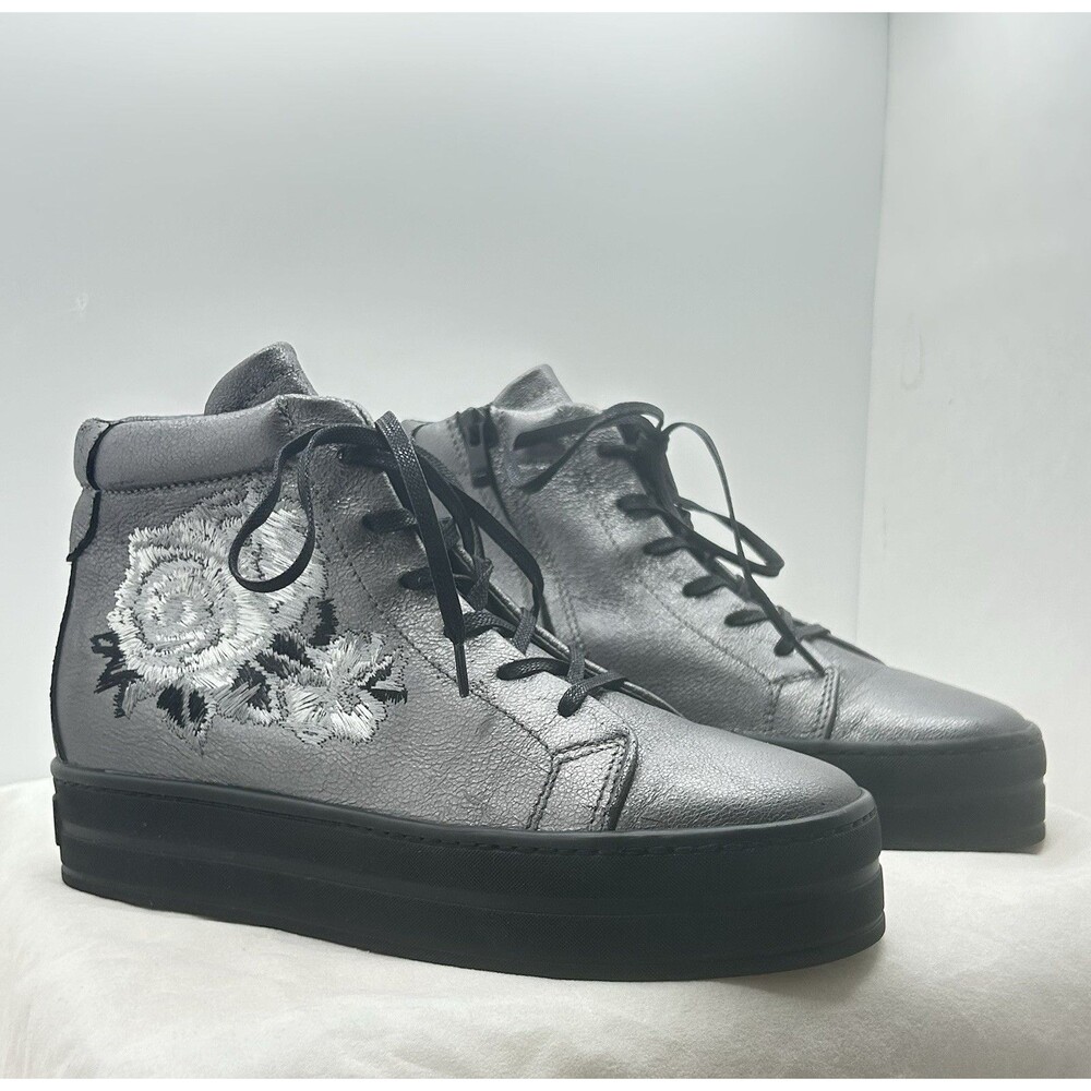 Gabriella Michel Women High Top Silver Sneaker Euro Size 38 - US 7.5